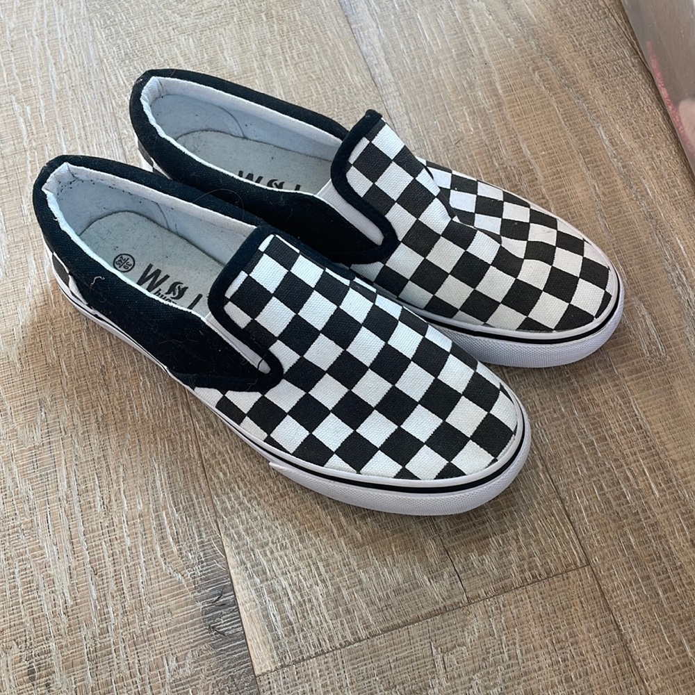White and black Checkered shoes
